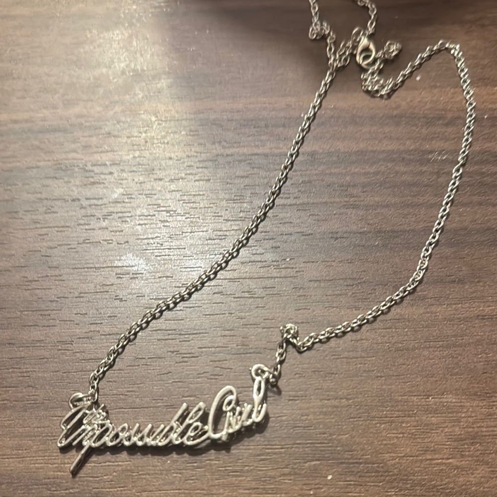 Silver Necklace with Script Pendant